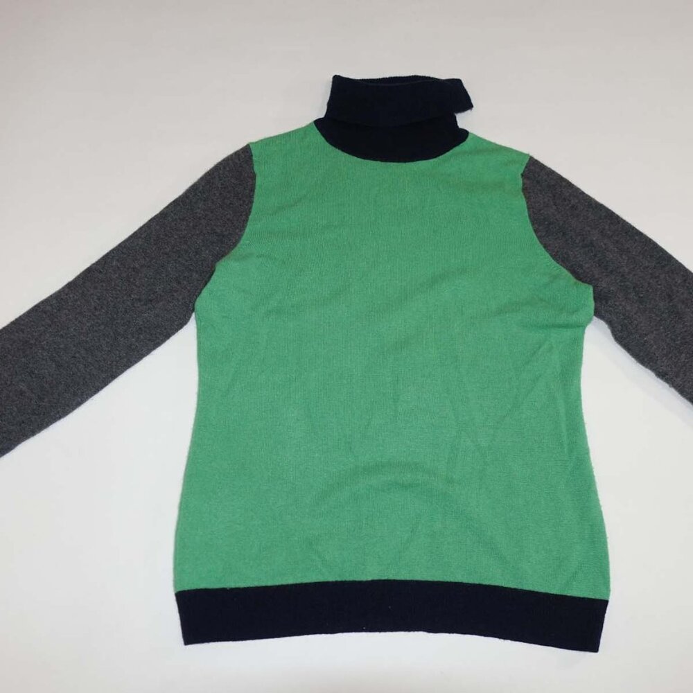 Talbots Women's 100% Pure Cashmere Turtleneck Sweater Medium Colorblock Pullover - Picture 4 of 5